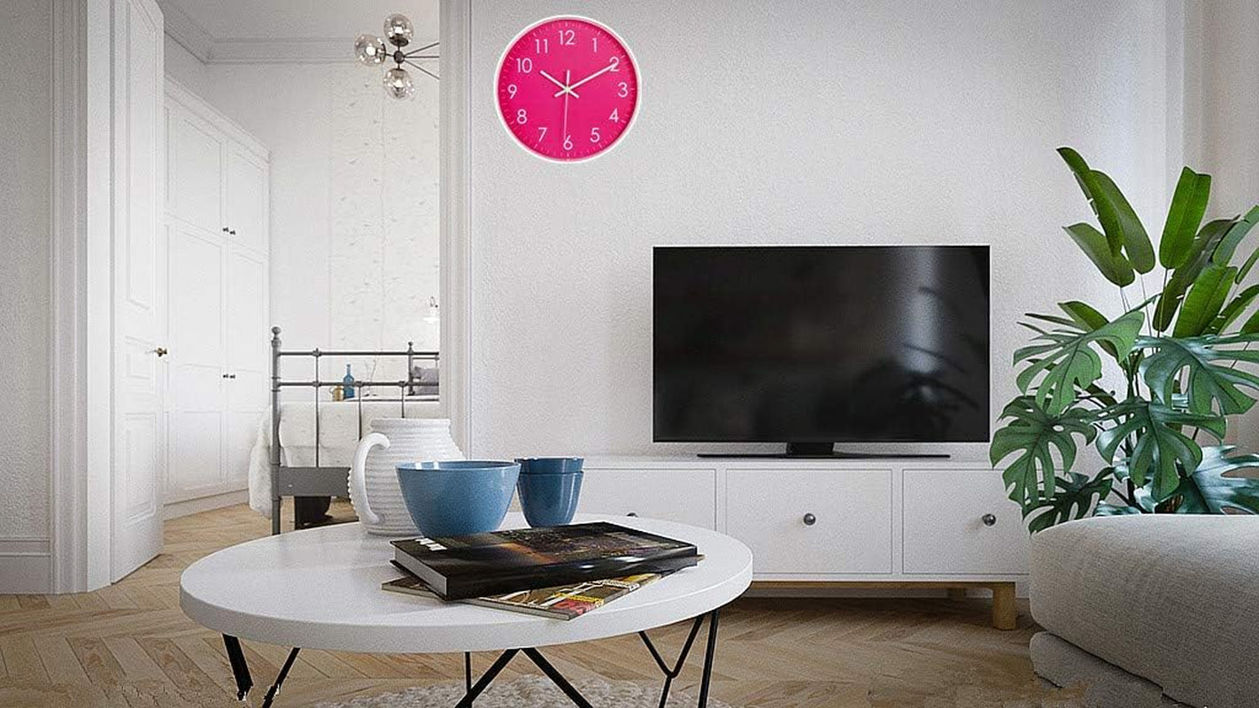 10-Inch Modern Simple Wall Clock Indoor Silent Non-Ticking Quartz Quiet Sweep Movement Battery Operated Wall Clock for Office/Kitchen/Bedroom/School Decorative