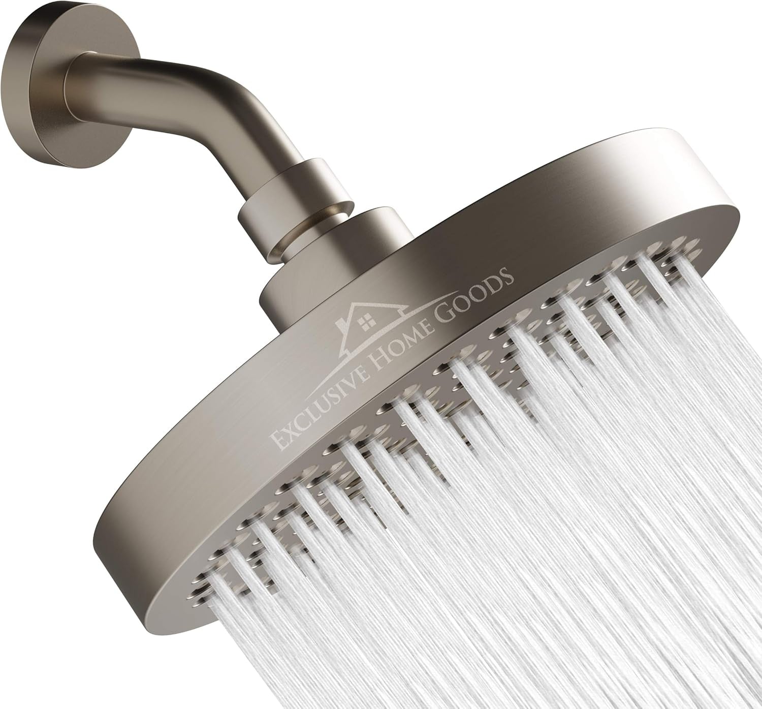 Rainfall Shower Head - 6" High Pressure Shower Heads - 2.5 GPM Shower Heads with Anti-Clog 90 Rubber Jets - 360° Rotation Adjustable Shower Head - Rustproof Bathroom Shower Head