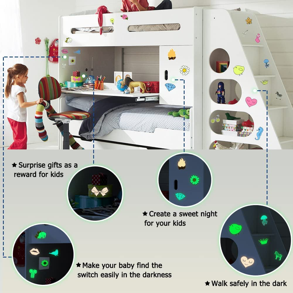 Glow in the Dark Stickers for Wall Stickers for Kids Glow in Dark Stickers for Decor Kids Bedroom Stocking Stuffers 30Pcs