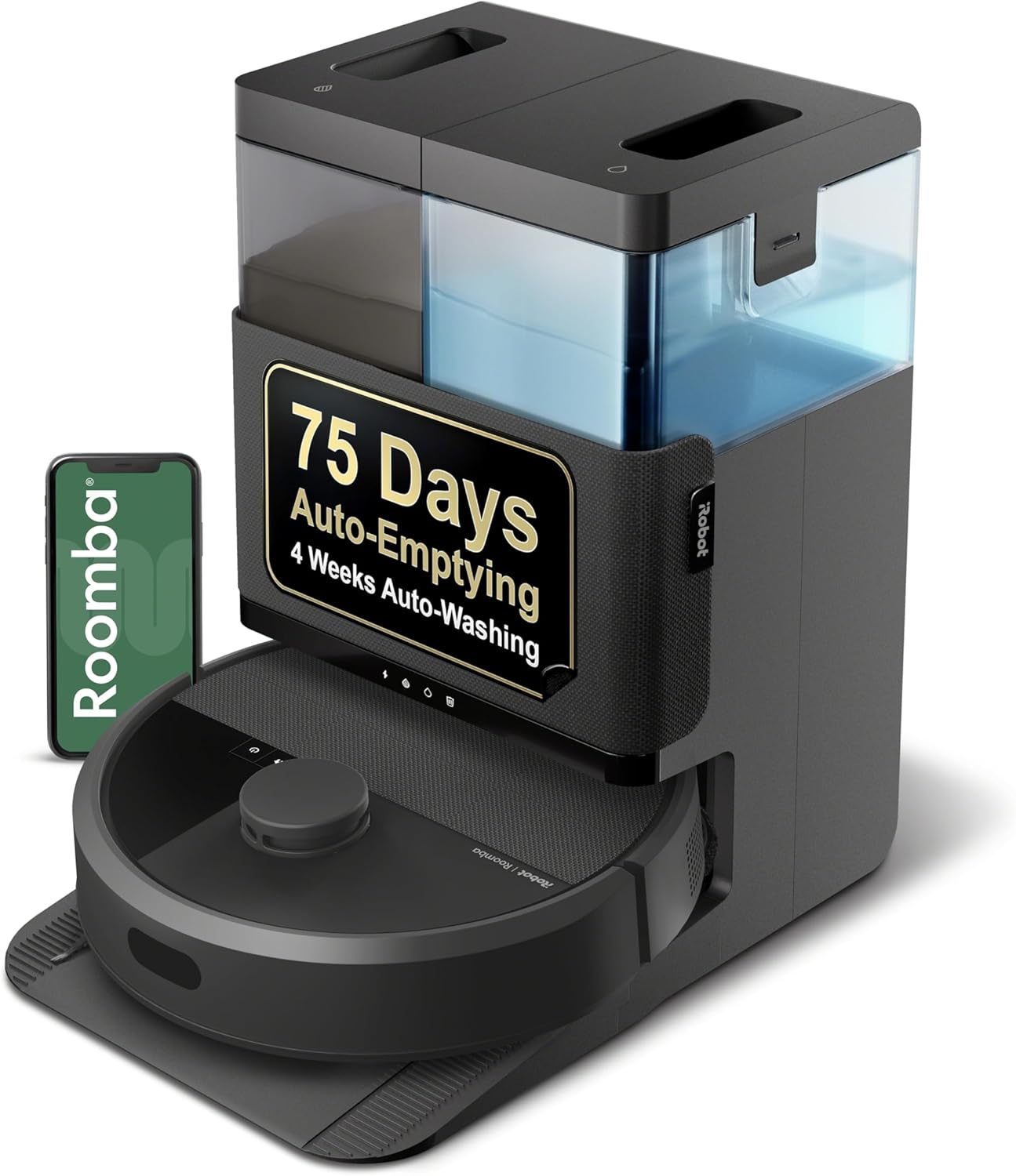 Roomba plus 405 (G181) 2In1 Vacuum & Mop Robot with Autowash Dock - Dual Spinning, Smart & Fast Mapping, Ideal for Pet Hair, Self-Empties 75 Days, Intense Suction, Pad Washing & Drying
