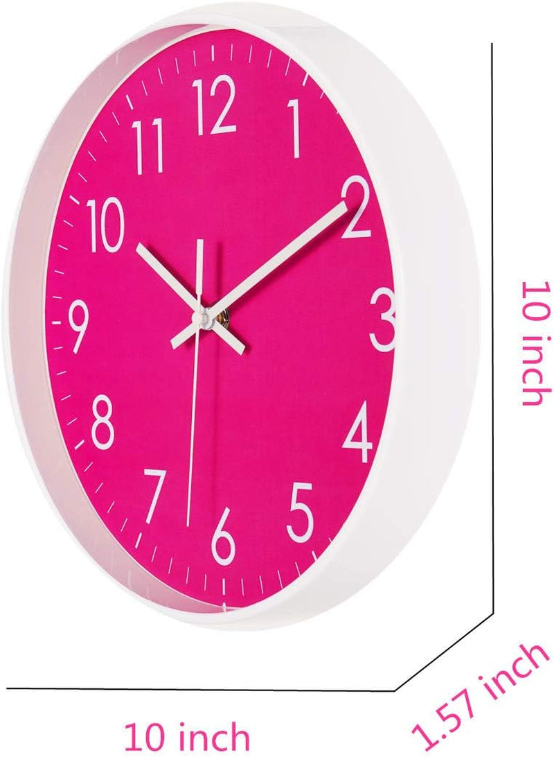 10-Inch Modern Simple Wall Clock Indoor Silent Non-Ticking Quartz Quiet Sweep Movement Battery Operated Wall Clock for Office/Kitchen/Bedroom/School Decorative