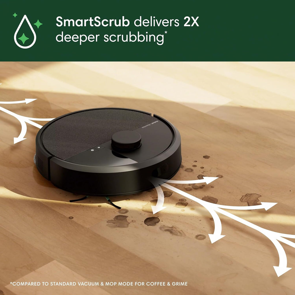 Roomba plus 405 (G181) 2In1 Vacuum & Mop Robot with Autowash Dock - Dual Spinning, Smart & Fast Mapping, Ideal for Pet Hair, Self-Empties 75 Days, Intense Suction, Pad Washing & Drying