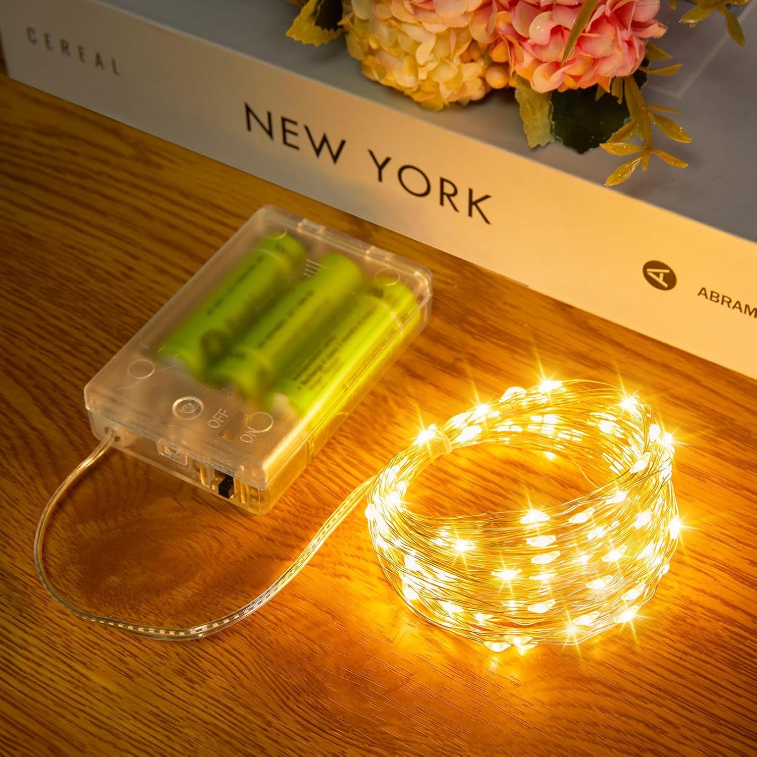 Fairy Lights Battery Operated, 2 Pack 33FT 100 Leds Mini Battery Powered String Lights, Waterproof Copper Wire Twinkle Lights Mason Jar Lights for Indoor Home Wedding Christmas Decoration, Warm White