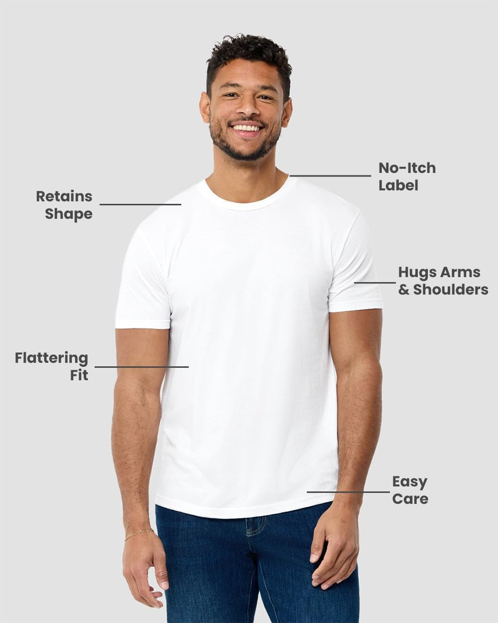 Mens T Shirts Soft Cotton Blend Crew Neck Tee S - 4XL Athletic Fit Plain Casual T-Shirt for Men
